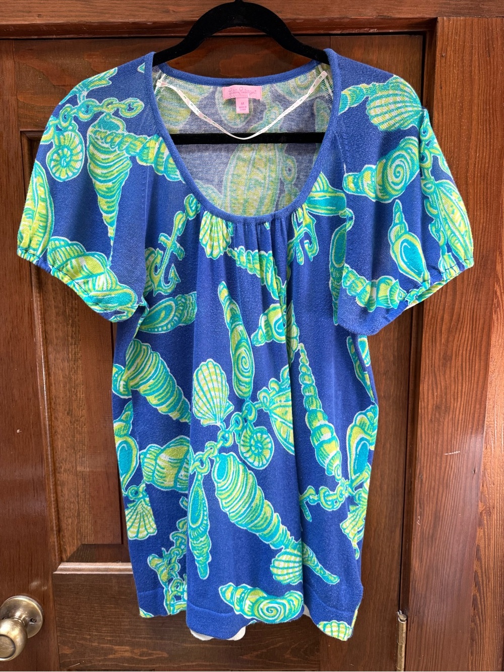 Lilly Pulitzer Bright Blue & Green Seashell Tunic Top